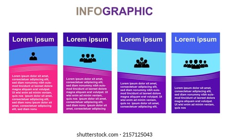 Ilustración vectorial Plantilla de diseño infográfico con iconos y 4 opciones o pasos. Se puede usar para procesos, presentaciones, diseño, banner, info grap.