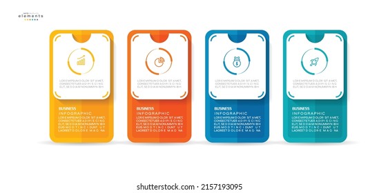 ilustración vectorial Plantilla de diseño infográfico con iconos y 4 opciones o pasos. Se puede usar para procesos, presentaciones, diseño, banner, gráfico de información.