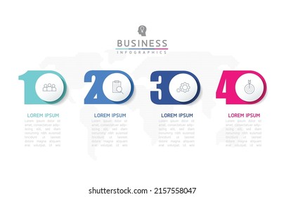 Infografische Design-Vorlage für Vektorgrafik mit 4 Optionen oder Schritten. in Aufmachungen oder Marketing