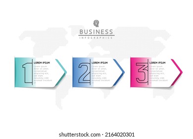 Plantilla de diseño infográfico de ilustraciones vectoriales con 3 opciones o pasos. uso en presentación en negocios o marketing