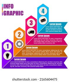 Ilustración vectorial Plantilla de diseño infográfico con iconos y 4 opciones o pasos. Se puede usar para procesos, presentaciones, diseño, banner, gráfico de información.