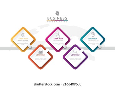 Plantilla de diseño infográfico de ilustraciones vectoriales con 5 opciones o pasos. uso en presentación en negocios o marketing