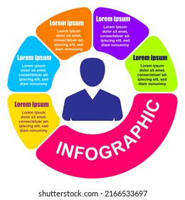 Ilustración vectorial Plantilla de diseño infográfico con 5 opciones o pasos. Se puede usar para procesos, presentaciones, diseño, banner, gráfico de información.