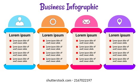 Vector illustration Infographic design template with icons and 4 options or steps. Can be used for process, presentations, layout, banner, info graph.