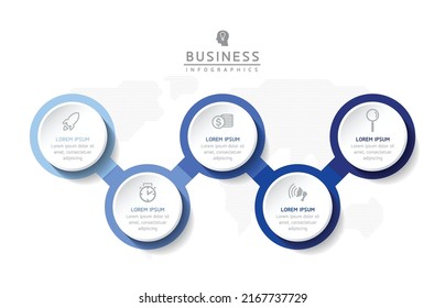 Plantilla de diseño infográfico de ilustraciones vectoriales con 5 opciones o pasos. uso en presentación en negocios o marketing