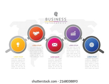 Plantilla de diseño infográfico de ilustraciones vectoriales con 5 opciones o pasos. uso en presentación en negocios o marketing