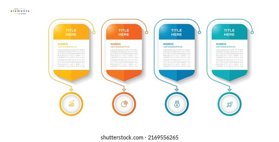 ilustración vectorial Plantilla de diseño infográfico con iconos y 4 opciones o pasos. Se puede usar para procesos, presentaciones, diseño, banner, gráfico de información.