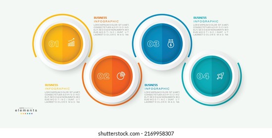 ilustración vectorial Plantilla de diseño infográfico con iconos y 4 opciones o pasos. Se puede usar para procesos, presentaciones, diseño, banner, gráfico de información.