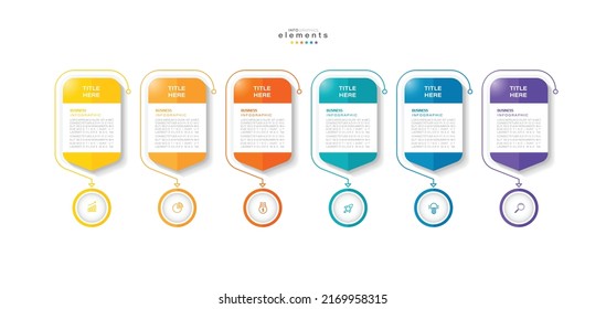 ilustración vectorial Plantilla de diseño infográfico con iconos y 6 opciones o pasos. Se puede usar para procesos, presentaciones, diseño, banner, gráfico de información.
