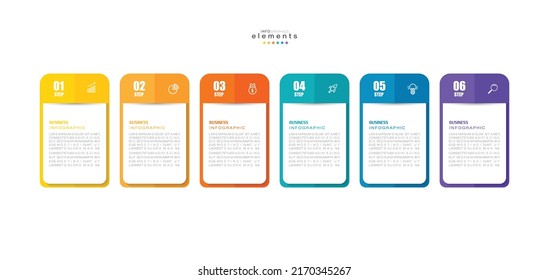 Vektorgrafik Infografische Design-Vorlage mit Symbolen und 6 Optionen oder Schritte. Kann für Prozess, Präsentationen, Layout, Banner, Infografik verwendet werden.