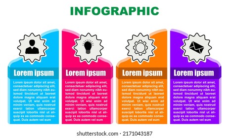 Vector illustration Infographic design template with icons and 4 options or steps. Can be used for process, presentations, layout, banner, info graph.