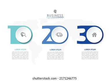 Plantilla de diseño infográfico de ilustraciones vectoriales con 3 opciones o pasos. uso en presentación en negocios o marketing