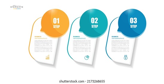 ilustración vectorial Plantilla de diseño infográfico con iconos y 3 opciones o pasos. Se puede usar para procesos, presentaciones, diseño, banner, gráfico de información.