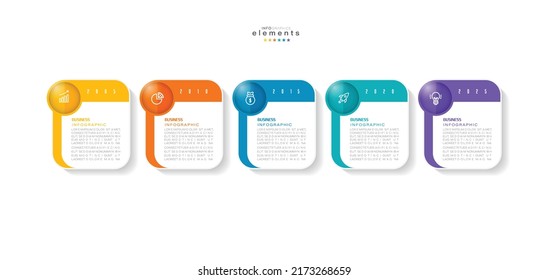 ilustración vectorial Plantilla de diseño infográfico con iconos y 5 opciones o pasos. Se puede usar para procesos, presentaciones, diseño, banner, gráfico de información.
