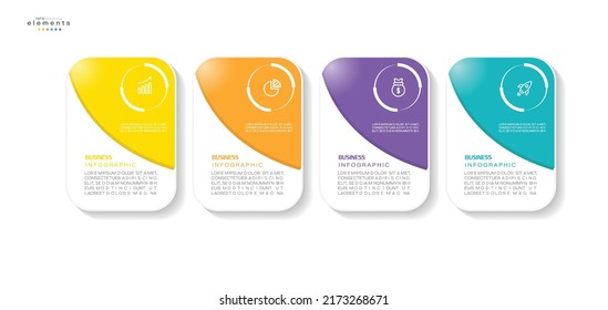 ilustración vectorial Plantilla de diseño infográfico con iconos y 4 opciones o pasos. Se puede usar para procesos, presentaciones, diseño, banner, gráfico de información.