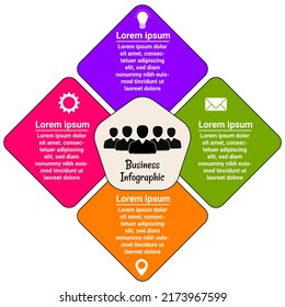 Ilustración vectorial Plantilla de diseño infográfico con iconos y 4 opciones o pasos. Se puede usar para procesos, presentaciones, diseño, banner, gráfico de información.