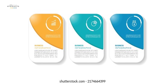 ilustración vectorial Plantilla de diseño infográfico con iconos y 3 opciones o pasos. Se puede usar para procesos, presentaciones, diseño, banner, gráfico de información.