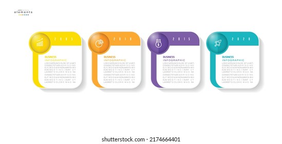 ilustración vectorial Plantilla de diseño infográfico con iconos y 4 opciones o pasos. Se puede usar para procesos, presentaciones, diseño, banner, gráfico de información.