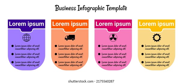 Ilustración vectorial Plantilla de diseño infográfico con iconos y 4 opciones o pasos. Se puede usar para procesos, presentaciones, diseño, banner, gráfico de información.