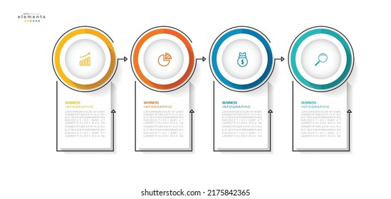 ilustración vectorial Plantilla de diseño infográfico con iconos y 4 opciones o pasos. Se puede usar para procesos, presentaciones, diseño, banner, gráfico de información.