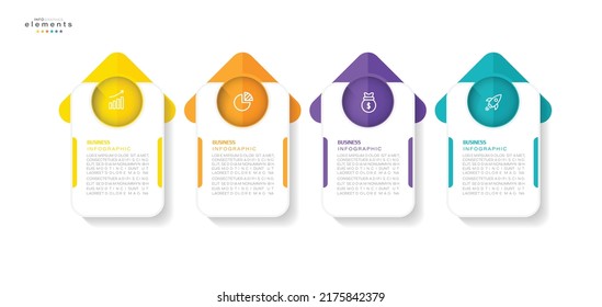Vektorgrafik Infografische Design-Vorlage mit Symbolen und 4 Optionen oder Schritten. Kann für Prozess, Präsentationen, Layout, Banner, Infografik verwendet werden.