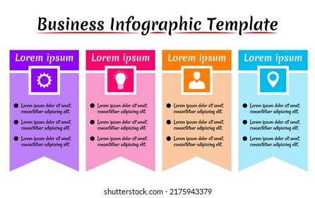 Ilustración vectorial Plantilla de diseño infográfico con iconos y 4 opciones o pasos. Se puede usar para procesos, presentaciones, diseño, banner, gráfico de información.
