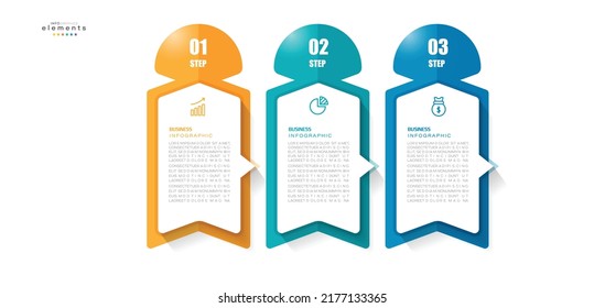 ilustración vectorial Plantilla de diseño infográfico con iconos y 3 opciones o pasos. Se puede usar para procesos, presentaciones, diseño, banner, gráfico de información.