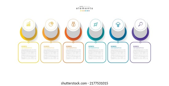 ilustración vectorial Plantilla de diseño infográfico con iconos y 6 opciones o pasos. Se puede usar para procesos, presentaciones, diseño, banner, gráfico de información.