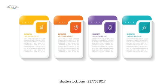 ilustración vectorial Plantilla de diseño infográfico con iconos y 4 opciones o pasos. Se puede usar para procesos, presentaciones, diseño, banner, gráfico de información.