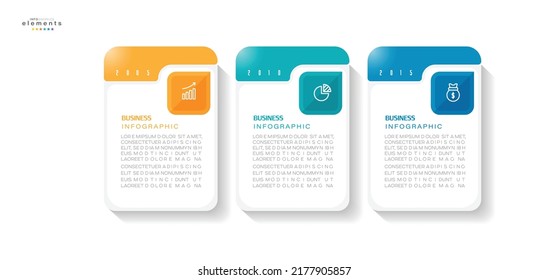 ilustración vectorial Plantilla de diseño infográfico con iconos y 3 opciones o pasos. Se puede usar para procesos, presentaciones, diseño, banner, gráfico de información.