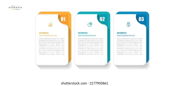 ilustración vectorial Plantilla de diseño infográfico con iconos y 3 opciones o pasos. Se puede usar para procesos, presentaciones, diseño, banner, gráfico de información.