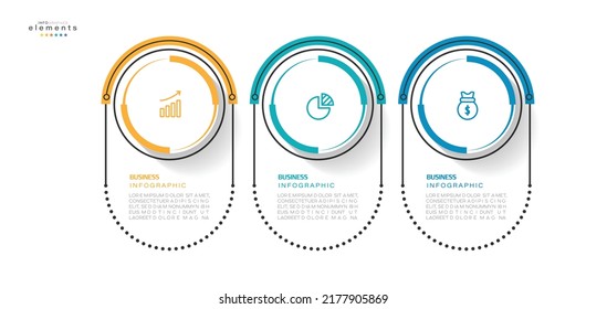 ilustración vectorial Plantilla de diseño infográfico con iconos y 3 opciones o pasos. Se puede usar para procesos, presentaciones, diseño, banner, gráfico de información.