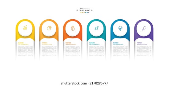 ilustración vectorial Plantilla de diseño infográfico con iconos y 6 opciones o pasos. Se puede usar para procesos, presentaciones, diseño, banner, gráfico de información.