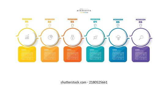 ilustración vectorial Plantilla de diseño infográfico con iconos y 6 opciones o pasos. Se puede usar para procesos, presentaciones, diseño, banner, gráfico de información.