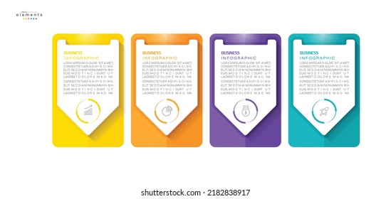 ilustración vectorial Plantilla de diseño infográfico con iconos y 4 opciones o pasos. Se puede usar para procesos, presentaciones, diseño, banner, gráfico de información.