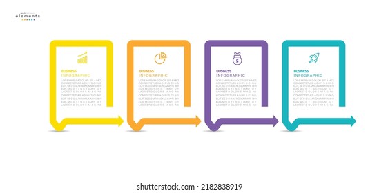 ilustración vectorial Plantilla de diseño infográfico con iconos y 4 opciones o pasos. Se puede usar para procesos, presentaciones, diseño, banner, gráfico de información.