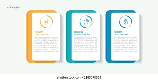 ilustración vectorial Plantilla de diseño infográfico con iconos y 3 opciones o pasos. Se puede usar para procesos, presentaciones, diseño, banner, gráfico de información.
