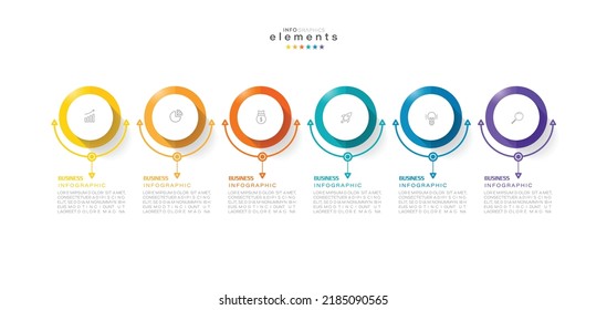 ilustración vectorial Plantilla de diseño infográfico con iconos y 6 opciones o pasos. Se puede usar para procesos, presentaciones, diseño, banner, gráfico de información.