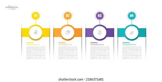 ilustración vectorial Plantilla de diseño infográfico con iconos y 4 opciones o pasos. Se puede usar para procesos, presentaciones, diseño, banner, gráfico de información.