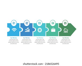 ilustración vectorial Plantilla de diseño infográfico con iconos y 5 opciones o pasos. Se puede usar para procesos, presentaciones, diseño, banner, gráfico de información.