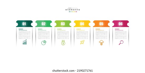 Vektorgrafik Infografische Design-Vorlage mit Symbolen und 6 Optionen oder Schritte. Kann für Prozess, Präsentationen, Layout, Banner, Infografik verwendet werden.