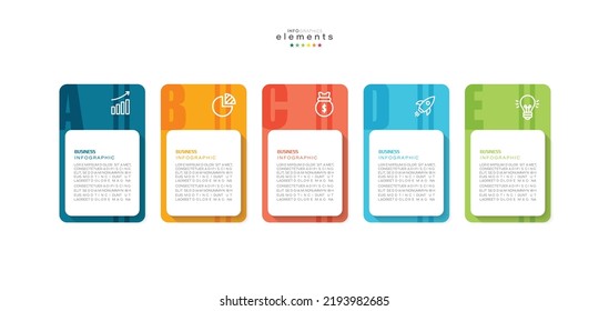 ilustración vectorial Plantilla de diseño infográfico con iconos y 5 opciones o pasos. Se puede usar para procesos, presentaciones, diseño, banner, gráfico de información.