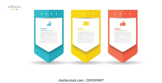 ilustración vectorial Plantilla de diseño infográfico con iconos y 3 opciones o pasos. Se puede usar para procesos, presentaciones, diseño, banner, gráfico de información.