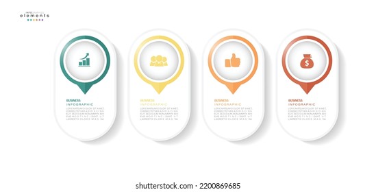 ilustración vectorial Plantilla de diseño infográfico con iconos y 4 opciones o pasos. Se puede usar para procesos, presentaciones, diseño, banner, gráfico de información.