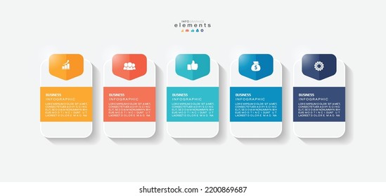 vector illustration Infographic design template with icons and 5 options or steps. Can be used for process, presentations, layout, banner,info graph.
