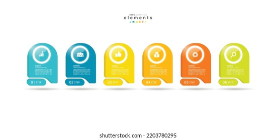 ilustración vectorial Plantilla de diseño infográfico con iconos y 6 opciones o pasos. Se puede usar para procesos, presentaciones, diseño, banner, gráfico de información.