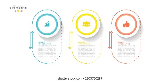 ilustración vectorial Plantilla de diseño infográfico con iconos y 3 opciones o pasos. Se puede usar para procesos, presentaciones, diseño, banner, gráfico de información.