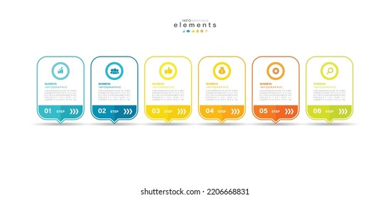 Vektorgrafik Infografische Design-Vorlage mit Symbolen und 6 Optionen oder Schritte. Kann für Prozess, Präsentationen, Layout, Banner, Infografik verwendet werden.