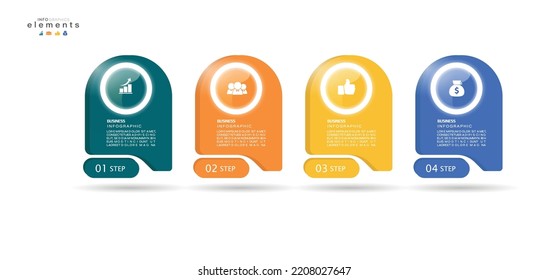 ilustración vectorial Plantilla de diseño infográfico con iconos y 4 opciones o pasos. Se puede usar para procesos, presentaciones, diseño, banner, gráfico de información.