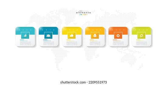 ilustración vectorial Plantilla de diseño infográfico con iconos y 6 opciones o pasos. Se puede usar para procesos, presentaciones, diseño, banner, gráfico de información.